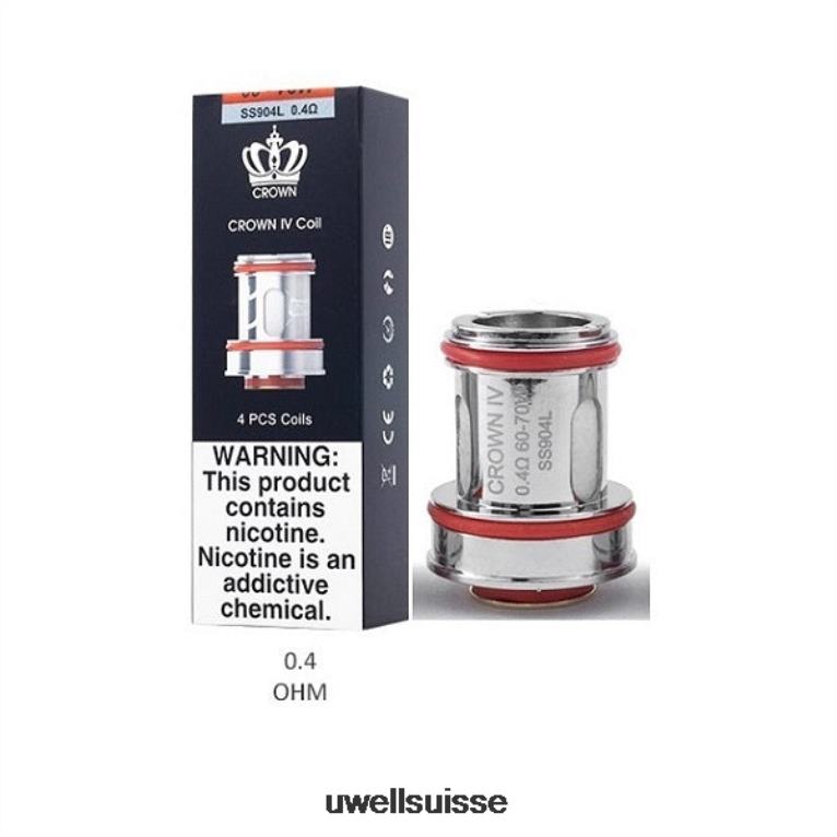 UWELL CROWN 4 bobines de remplacement (paquet de 4) un2 double maille 0,23 ohm NLB2N184 - UWELL Vape Pod