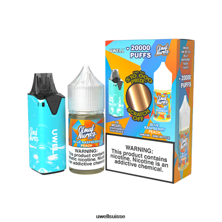 UWELL V6 appareil jetable + jus daddy's vapor 30ml - pack collab clr : bleu/flv : baie de pastèque glacée 50 mg NLB2N206 - UWELL Vape Flavors
