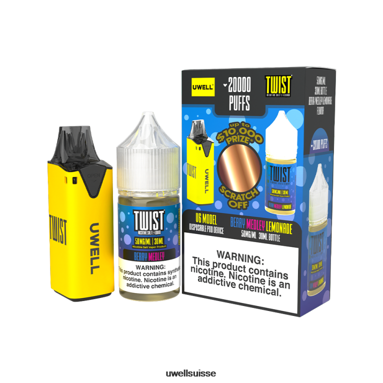 UWELL V6 appareil jetable + jus daddy's vapor 30ml - pack collab clr : bleu/flv : pêche framboise bleue 50 mg NLB2N203 - UWELL Vape Price