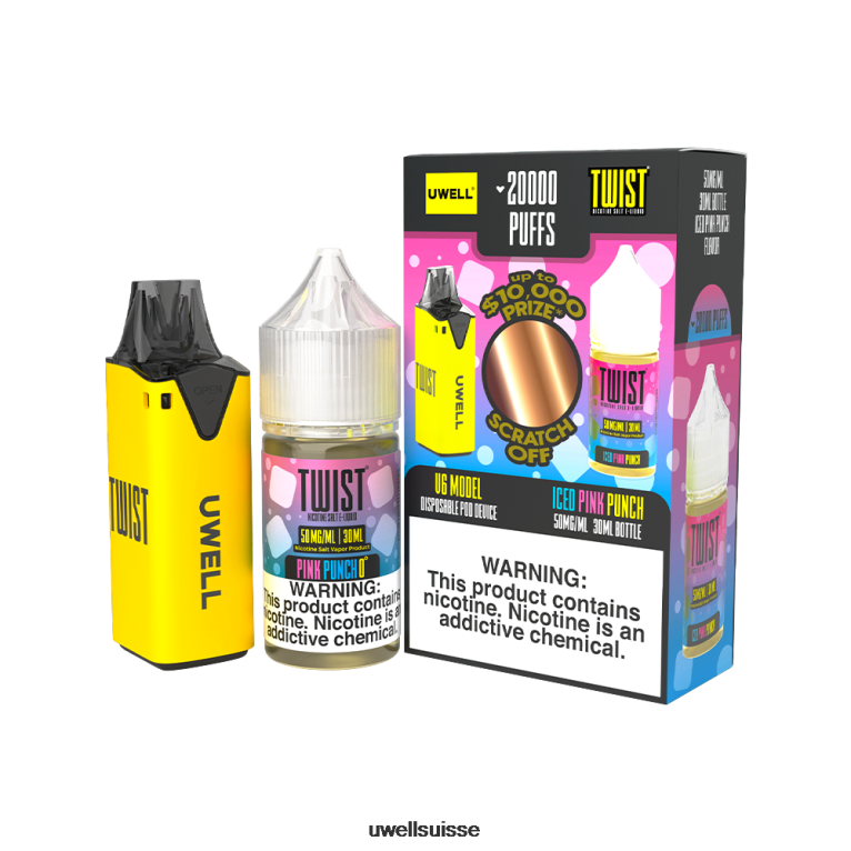 UWELL V6 appareil jetable + jus daddy's vapor 30ml - pack collab clr : bleu/flv : pêche framboise bleue 50 mg NLB2N203 - UWELL Vape Price