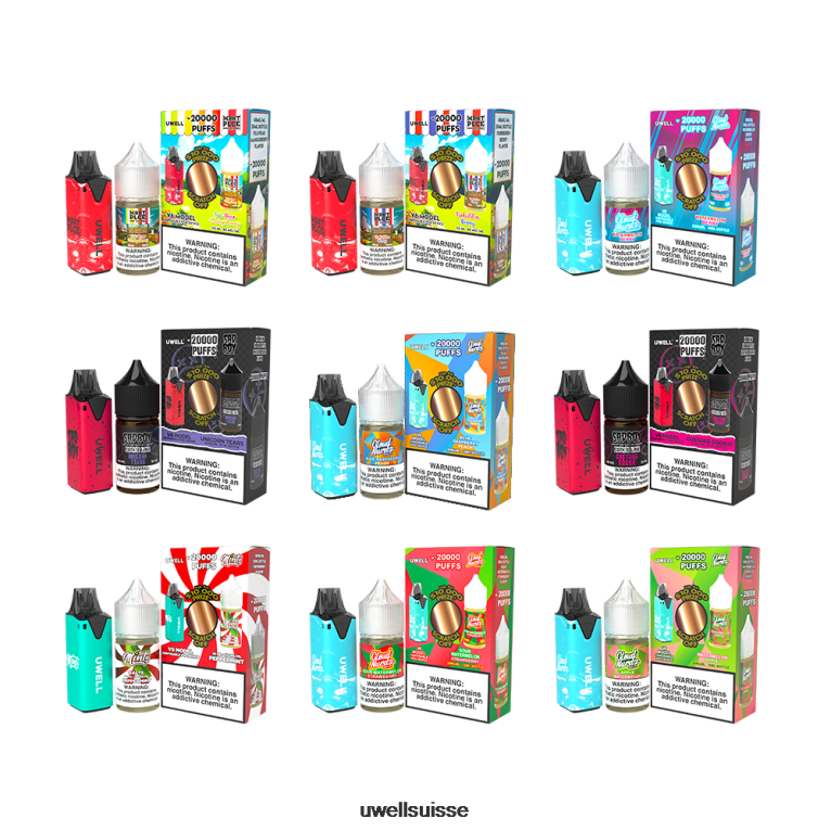 UWELL V6 appareil jetable + jus daddy's vapor 30ml - pack collab clr : bleu/flv : pomme pastèque 50 mg NLB2N205 - UWELL Flavors