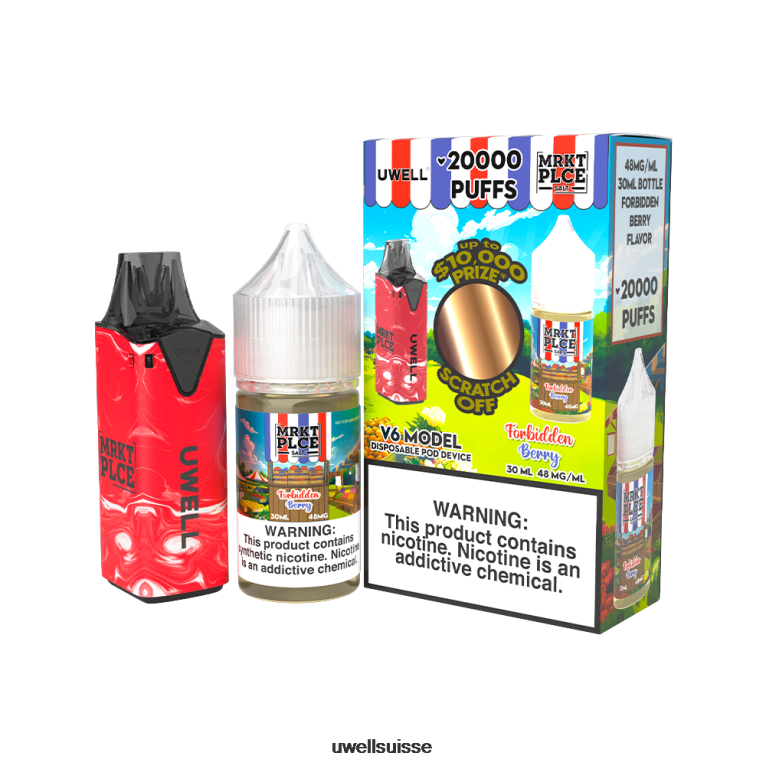 UWELL V6 appareil jetable + jus daddy's vapor 30ml - pack collab clr : jaune/flv : folie pastèque 50mg NLB2N220 - UWELL Zurich