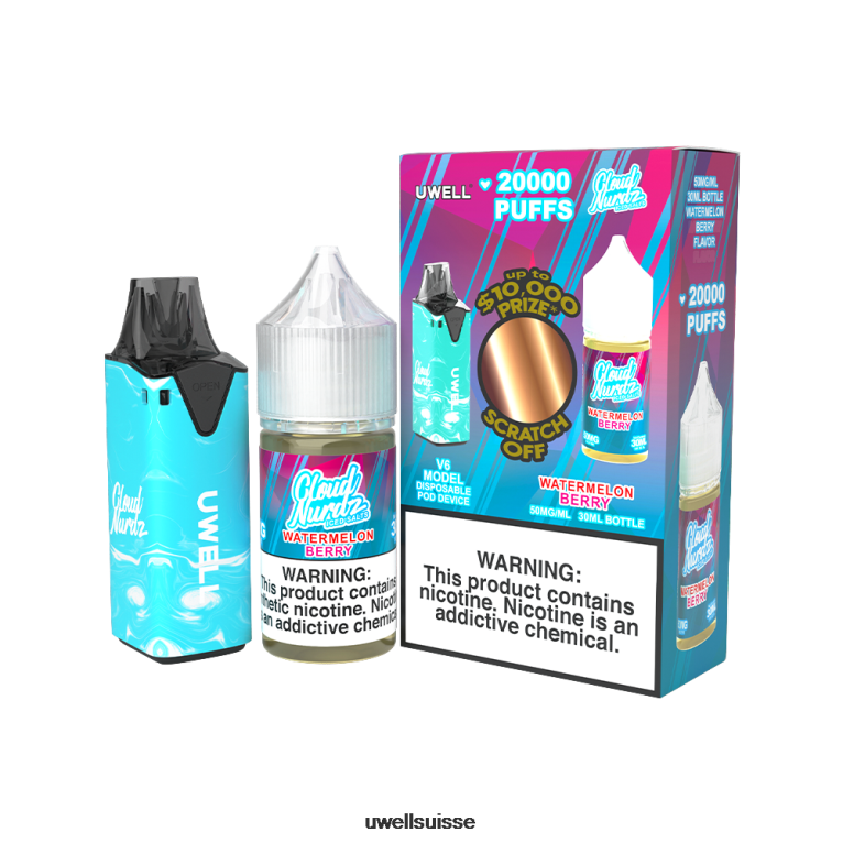 UWELL V6 appareil jetable + jus daddy's vapor 30ml - pack collab clr : jaune/flv : limonade rose punch 50 mg NLB2N219 - UWELL Genève