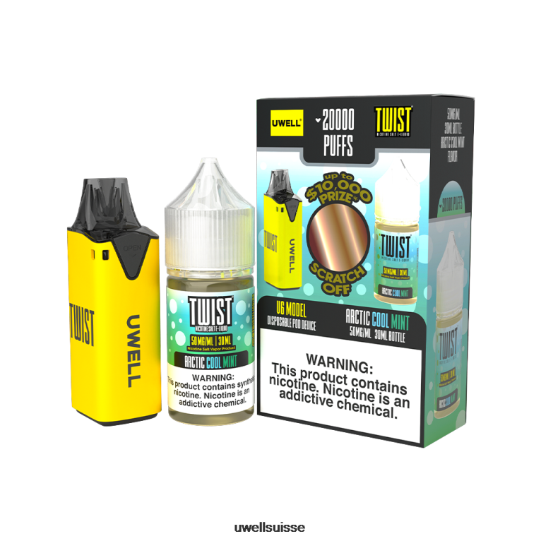 UWELL V6 appareil jetable + jus daddy's vapor 30ml - pack collab clr : jaune/flv : melon miel à mâcher 50 mg NLB2N217 - UWELL Cigarette Électronique