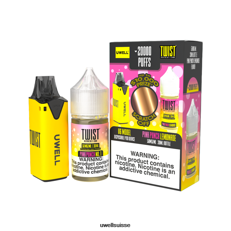UWELL V6 appareil jetable + jus daddy's vapor 30ml - pack collab clr : jaune/flv : melon miel à mâcher 50 mg NLB2N217 - UWELL Cigarette Électronique