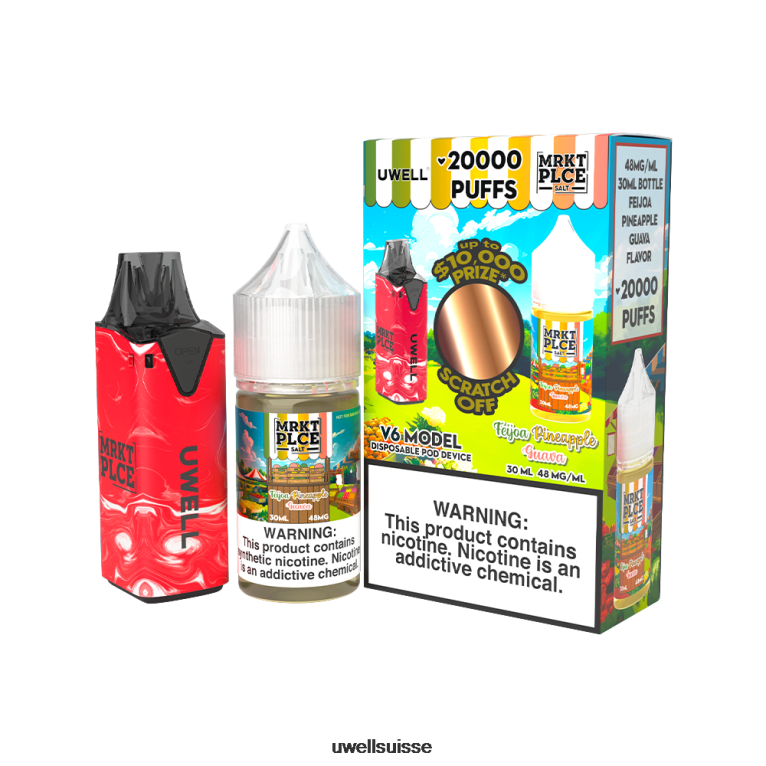 UWELL V6 appareil jetable + jus daddy's vapor 30ml - pack collab clr : jaune/flv : melon miel à mâcher 50 mg NLB2N217 - UWELL Cigarette Électronique