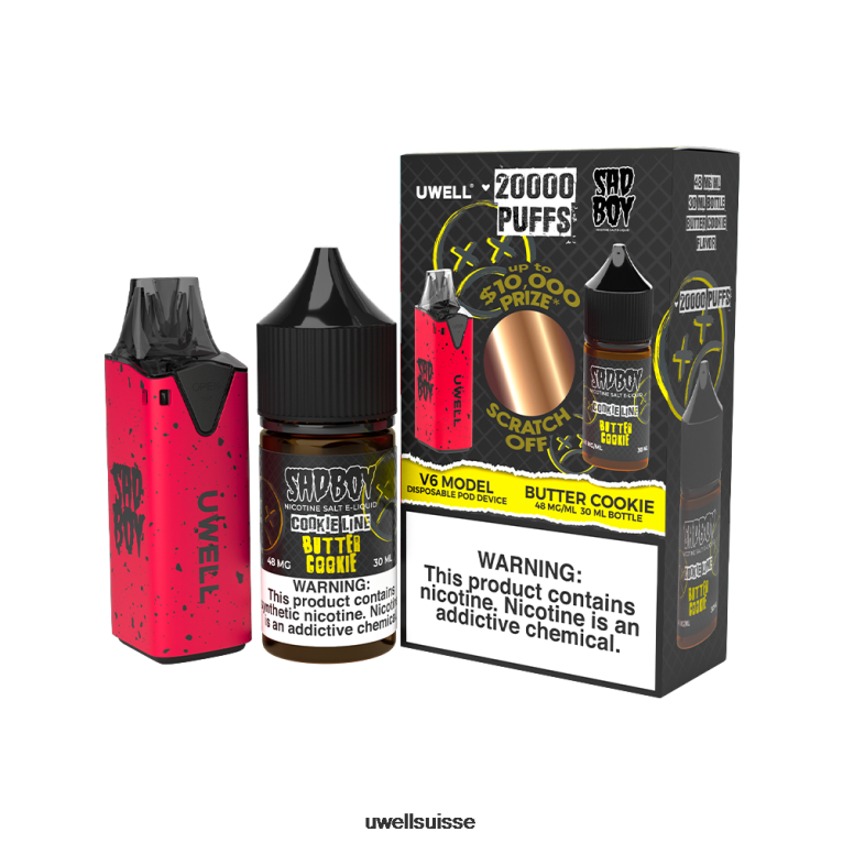UWELL V6 appareil jetable + jus daddy's vapor 30ml - pack collab clr : rouge/flv : poire fuji mangue 48 mg NLB2N209 - UWELL Genève