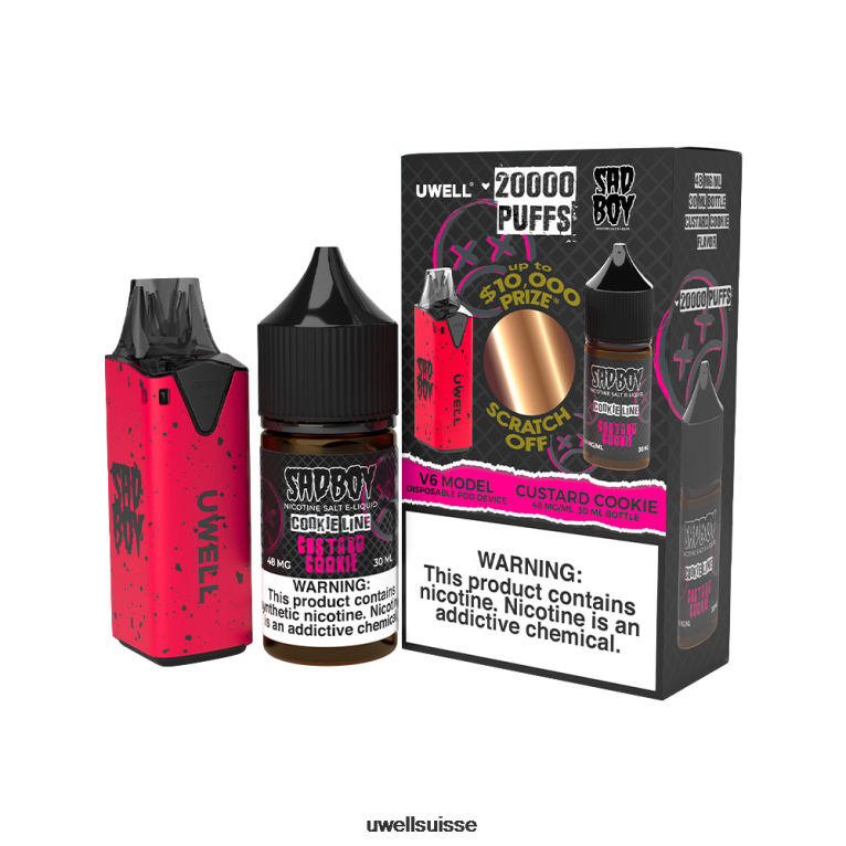 UWELL V6 appareil jetable + jus daddy's vapor 30ml - pack collab clr : rouge/flv : poire fuji mangue 48 mg NLB2N209 - UWELL Genève