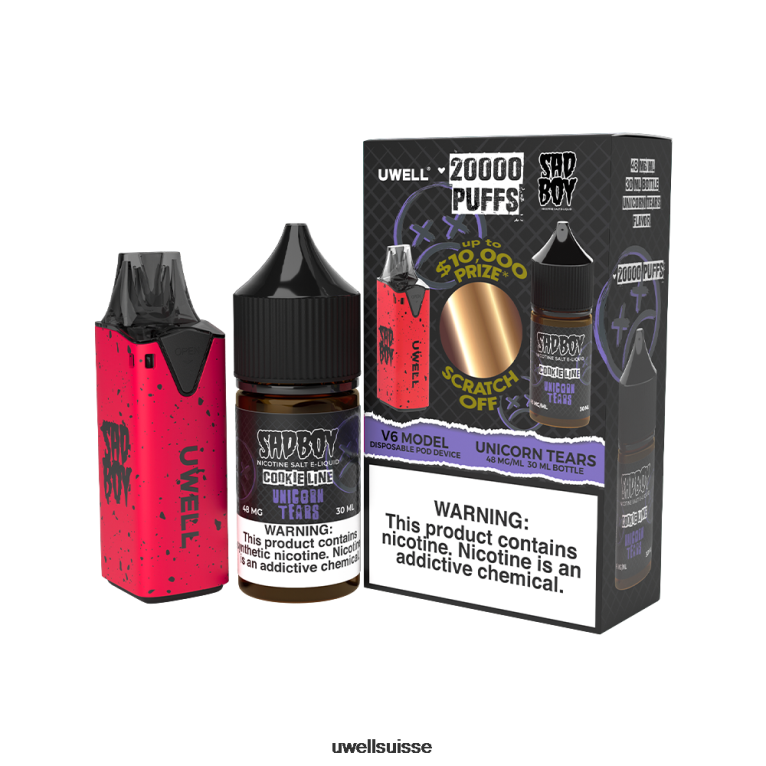 UWELL V6 appareil jetable + jus daddy's vapor 30ml - pack collab clr : rouge/flv : poire fuji mangue 48 mg NLB2N209 - UWELL Genève