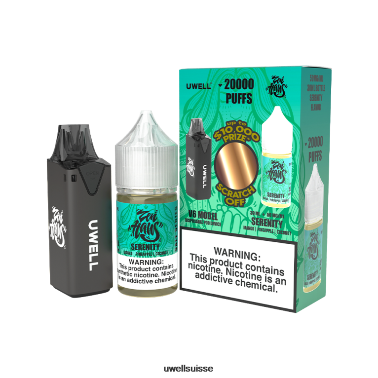 UWELL V6 appareil jetable + jus daddy's vapor 30ml - pack collab clr : rouge/flv : poire fuji mangue 48 mg NLB2N209 - UWELL Genève